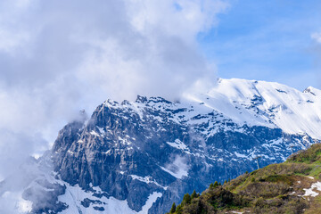 The Swiss Alps at Murren, Switzerland. Jungfrau Region. The valley of Lauterbrunnen from Interlaken.