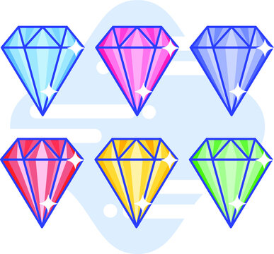 Diamond gem jewel gemstone with color set