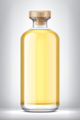 Glass bottle on background. Cork version. 