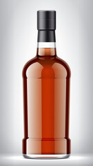 Glass bottle on background. Black Foil version. 