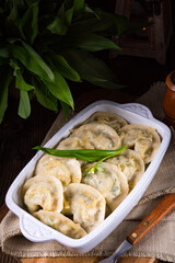 pierogo with wild garlic -cheese filling