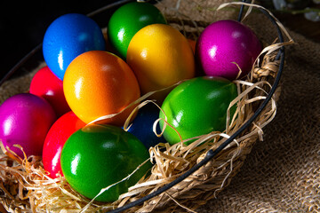 Colorful Easter eggs, an atmospheric decoration