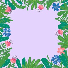 Floral frame, abstract spring and summer floral background with copy space for text.