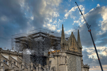 Fototapeta premium Reconstruction and restoration of Notre-Dame de Paris after fire