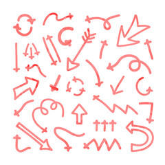 Colorful abstract set with hand drawn arrows and direction pointers