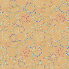 Seamless pattern with colorful hand drawn abstract round elements, doodles