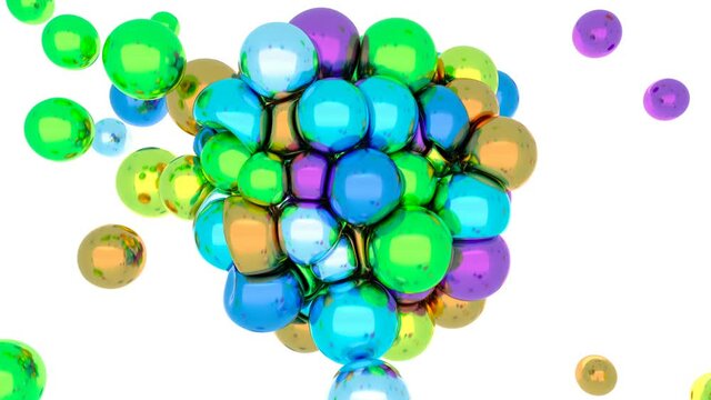 Soft body physics vivid elastic metal balls collide with an iron heart 4k
