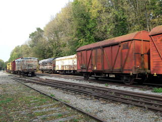 Fototapeta na wymiar Old train on rails