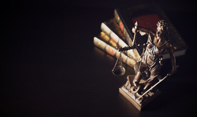 Lady justice. Statue of Justice in library