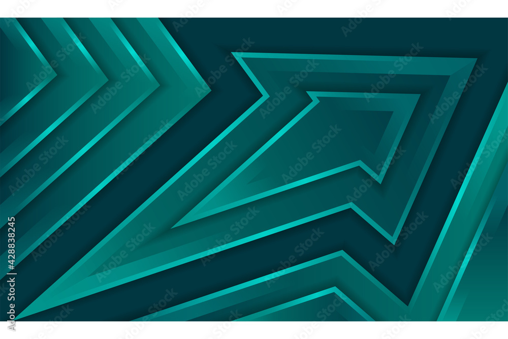 Aufkleber arrows move up abstract vector background. green gradient colors with 3d papercut style. suit for pr