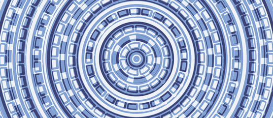 3d rendering geometric radial pattern. Template for web design. White and blue abstract concentric background. 3D illustration. Optical illusions. Futuristic wallpaper. 3d infographics. Circles.
