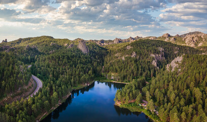 Early morning at Horse Thief Lake in South Dakota near Mount Rushmore