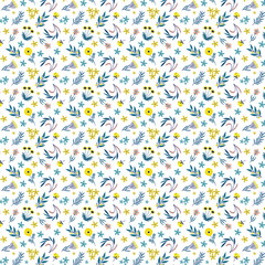 Summer floral repeat pattern for textile and fabric.
