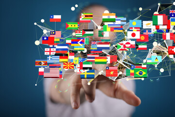 National flags of the countries 3d