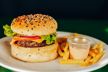 burger and fries