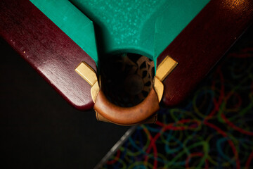 Wooden billiard holes. Billiards.