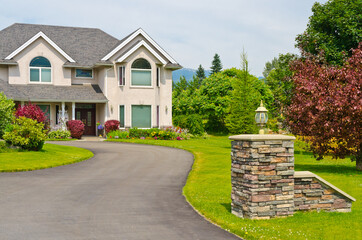 Fragment of an upscale house with gorgeous outdoor landscape in Vancouver, Canada