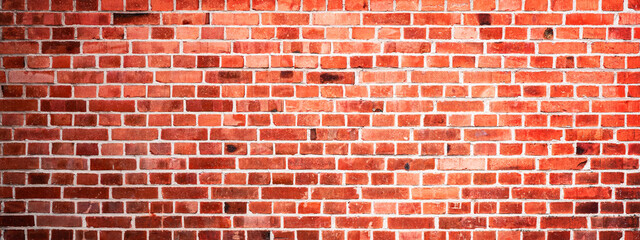 Fototapeta na wymiar Red orange abstract grunge light damaged rustic brick wall masonry brickwork stonework texture background banner panorama