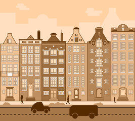 vector illustration Amsterdam street