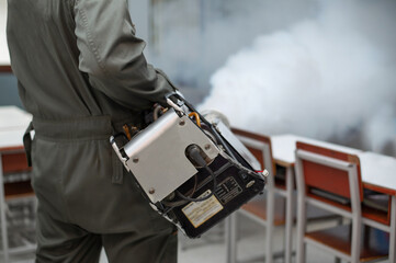 Fogging to eliminate mosquito in the room for preventing the spread of dengue fever