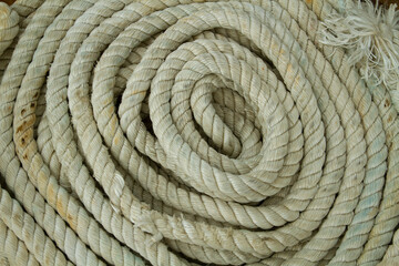 A roll marine mooring ropes close-up picture