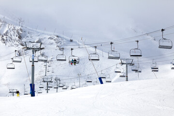 Deserted Ski resort due to Covid-19 - obrazy, fototapety, plakaty