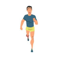 Running Man, Athlete in Sports Uniform Running Marathon, Doing Morning Workout on Isolated White Background