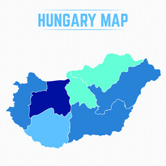 Obraz premium Hungary Detailed Map With States
