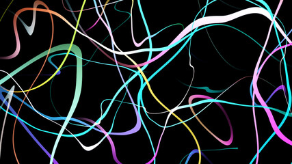 Multi color curve wave line gradient abstract on black background.