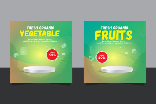 Fresh Organic Vegetable Delivery Social Media Post Template