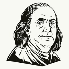 Benjamin Franklin portrait - obrazy, fototapety, plakaty
