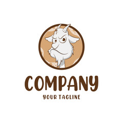 goat logo icon design vector,coffee shop