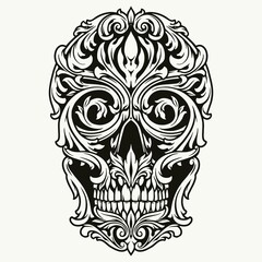 Elegant skull of traceries on dollar bill