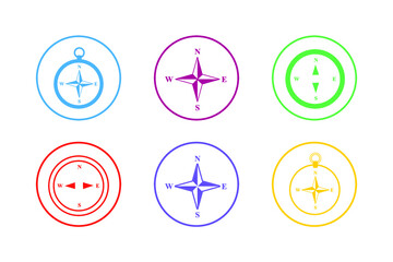 Colorful Compass Icon Set