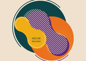 Bright geometric shapes, circle, stripes, fluid. Overlap banner template for social media. Business or technology presentation design template, brochure or flyer template. Vector