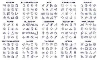 240 modern thin line icons. High quality pictograms. Linear icons set of hygiene, leadership, Recruitment, etc symbol template for graphic and web design collection logo vector illustration