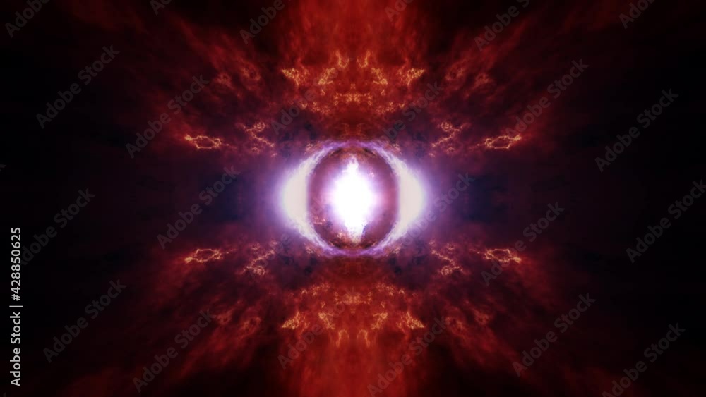 Poster the glow energy mandala radiating rays psychedelic kaleidoscope motion with plasma burst light effec