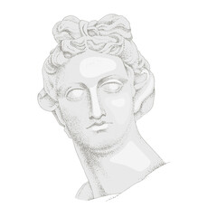 Bust of Apollo, the ancient Greek god.