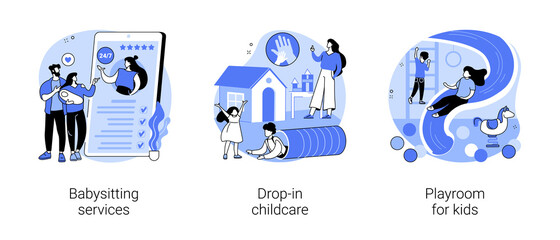 Childcare services abstract concept vector illustrations.