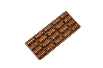 Aerated milk chocolate isolated on white background.Photo with shallow depth of field.