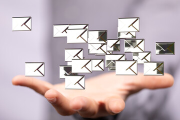  email icon concept in hand background