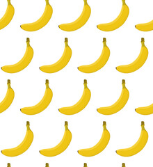 Yellow bananas seamless vector pattern on a white background.  Wrapping paper, banner, poster, print. Vector illustration.