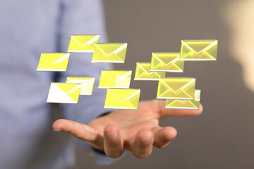  email icon concept in hand background