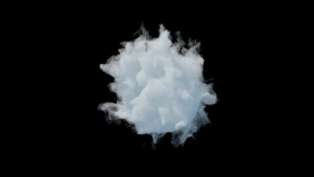 Transparent Abstract Puffy Cloud Seamless Loop With alpha 4k, smoke cloud billowing isolated on black background with alpha, compositing element 