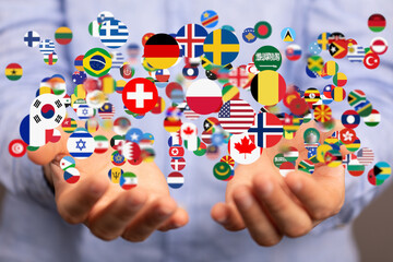 international counties flags - 3D realistic.