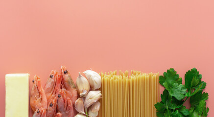 ingredients for buttered shrimps pasta recipe