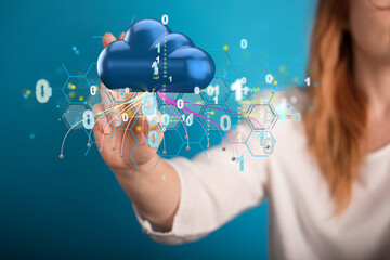 small data Cloud technology. Polygonal wireframe art looks like constellation