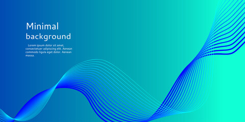 Abstract blue vector long banner. Dynamic lines is a minimal style template for social networks with space for text.