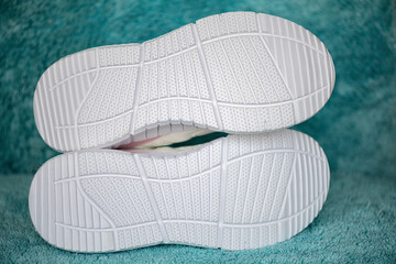 Fashionable sports womens sneakers, close-up.