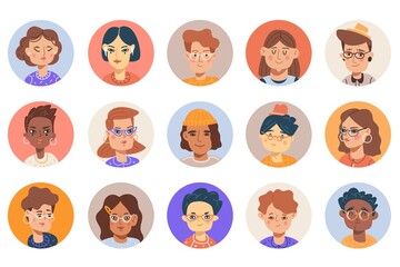 people faces. vector set